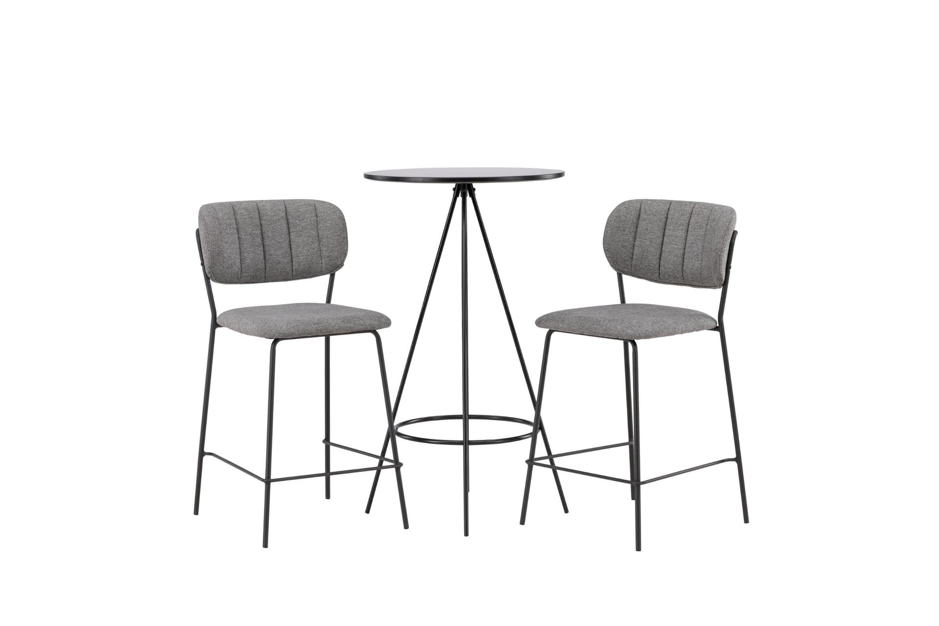 Bistro Essgruppe Esstisch schwarz 2 Stühle grau.