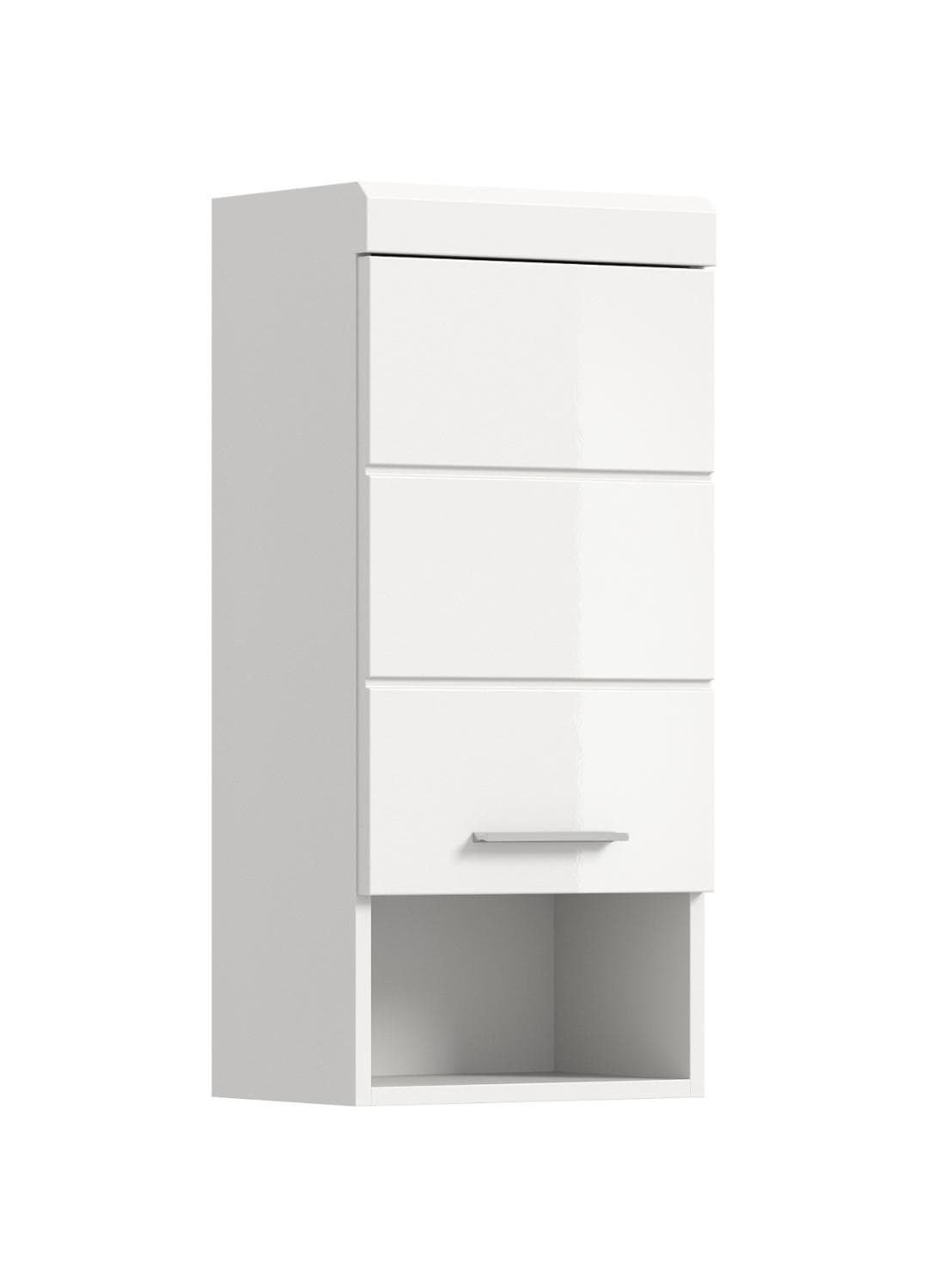 Scout Badschrank Wandhängend 1 Tür, 1 Regal Weiß hochglanz, weiß.
