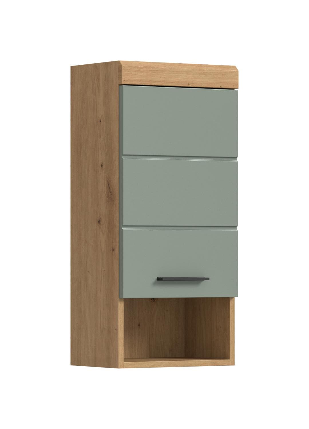 Scout Badschrank Wandhängend 1 Tür, 1 Regal Salbeidekor, Eiche Dekor.
