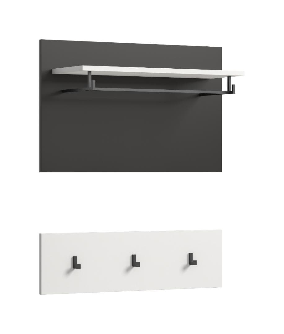 Canu Wandgarderobe 3 Haken weiß, grau.
