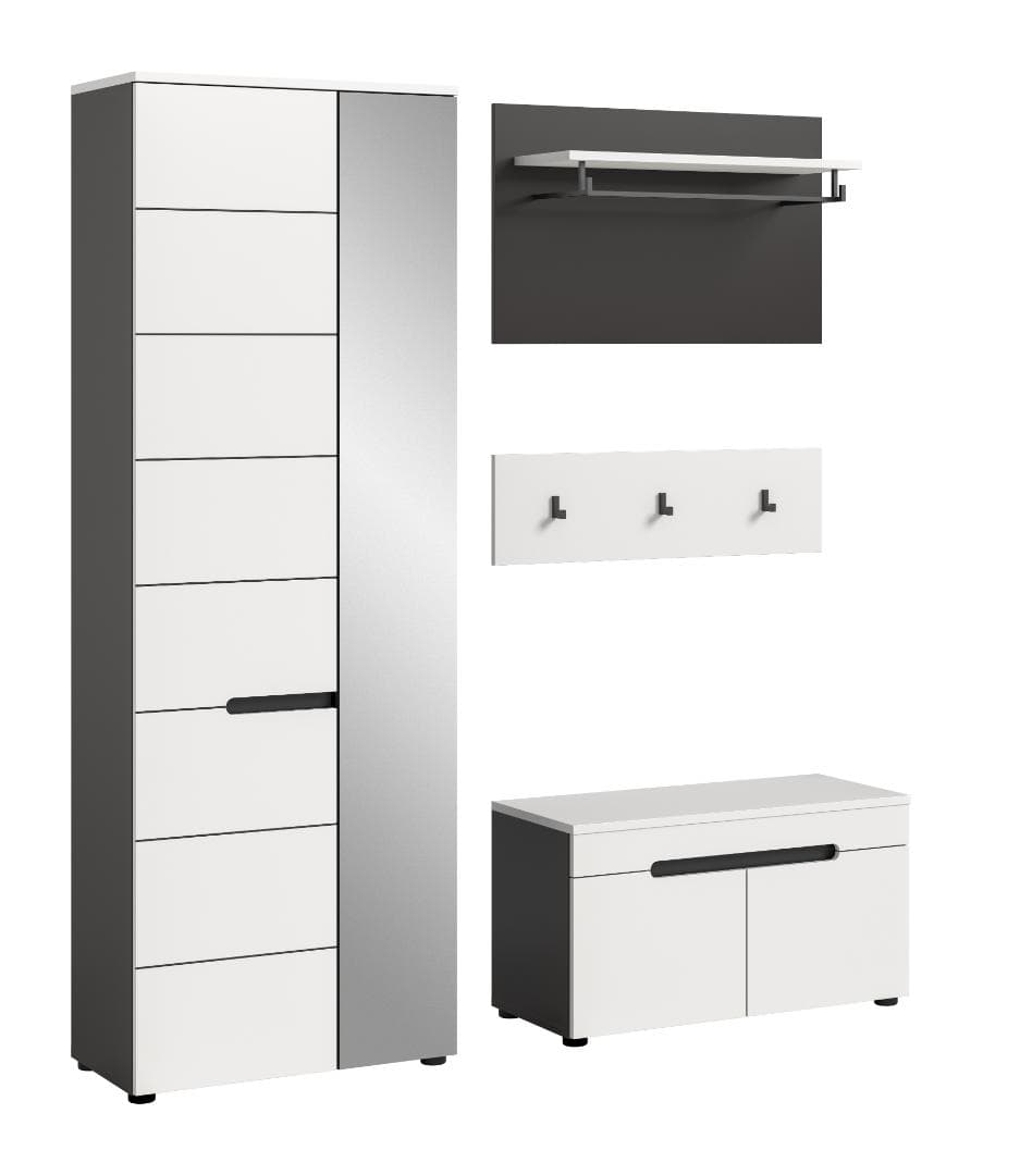 Canu Garderobenmöbel Set C28 weiß, grau.