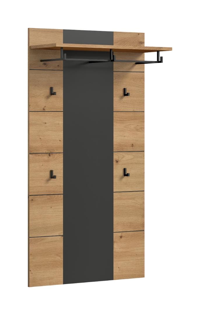 Canu Wandgarderobe 4 Haken Eiche Dekor, grau.