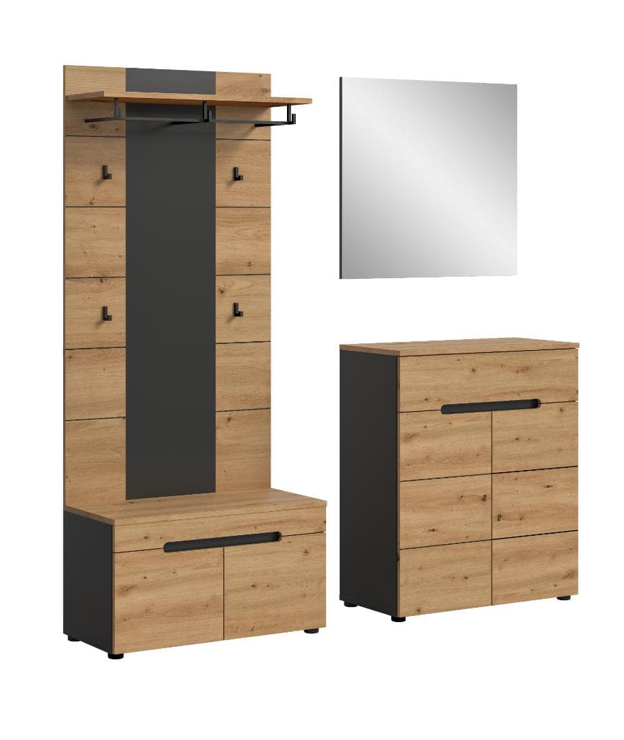 Canu Garderobenmöbel Set C24 Eiche Dekor, grau.