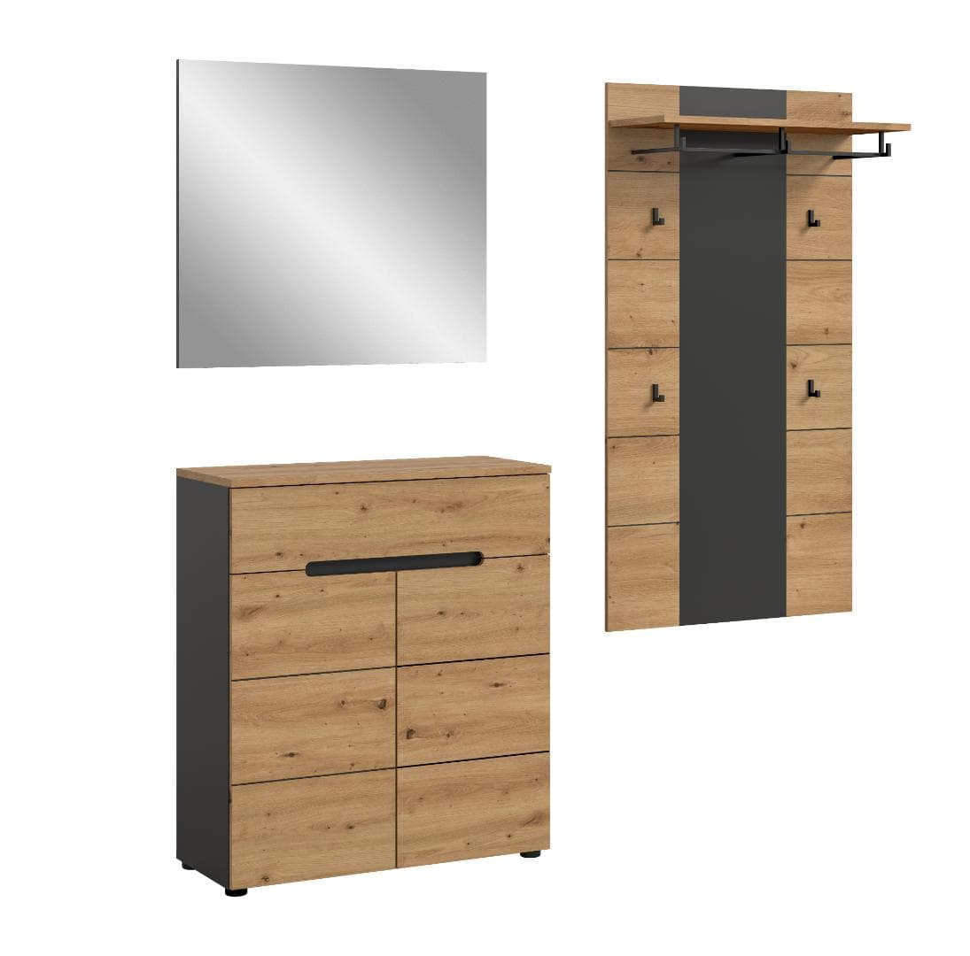 Canu Garderobenmöbel Set C25 Eiche Dekor, grau.