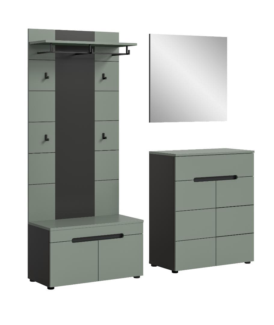 Canu Garderobenmöbel Set C14 staubgrün, dunkelgrau.