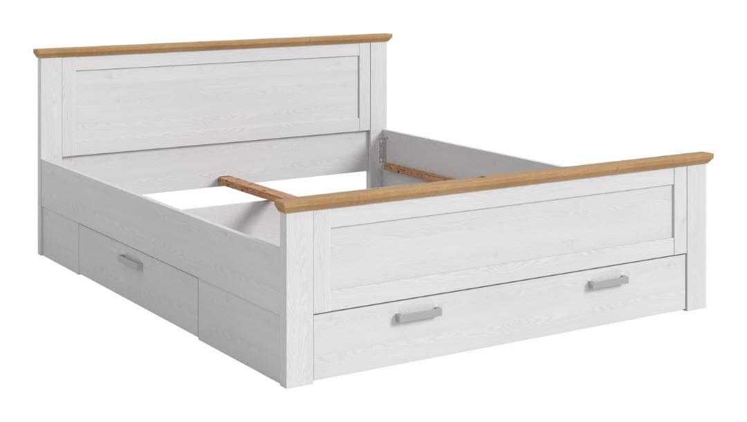 Verona Bett 180x200 cm mit Stauraum sibirische Lärche Dekor, Eiche Dekor.
