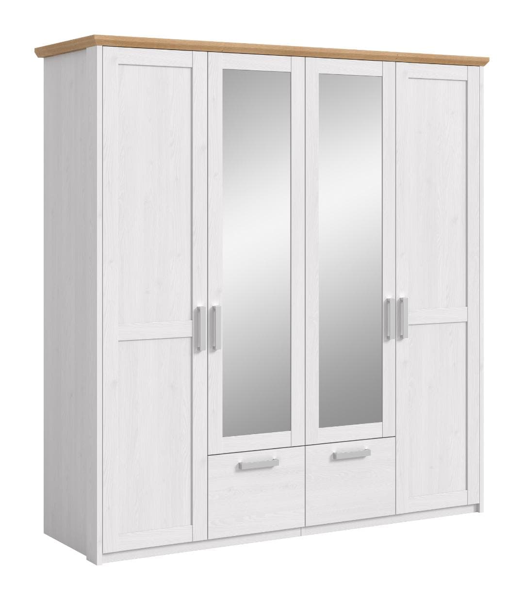 Verona Kleiderschrank 2 Türen, 2 Spiegeltüren, 2 Schubladen sibirische Lärche Dekor.