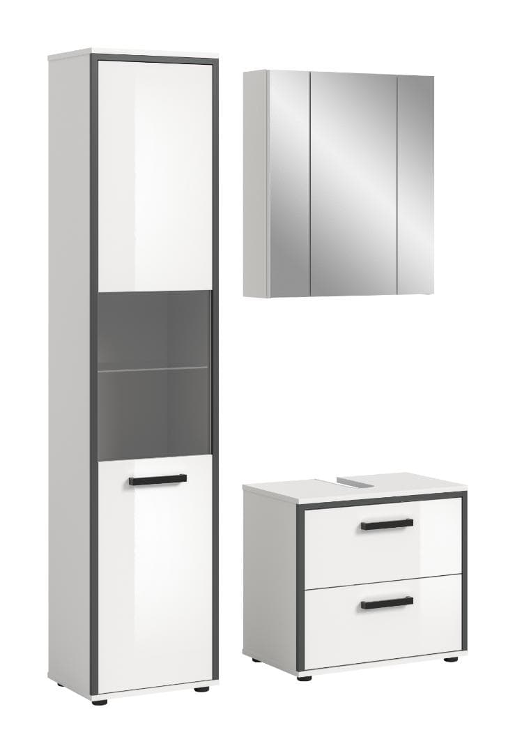 Kojak Badmöbelset 115 cm weiß, weiß Hochglanz.