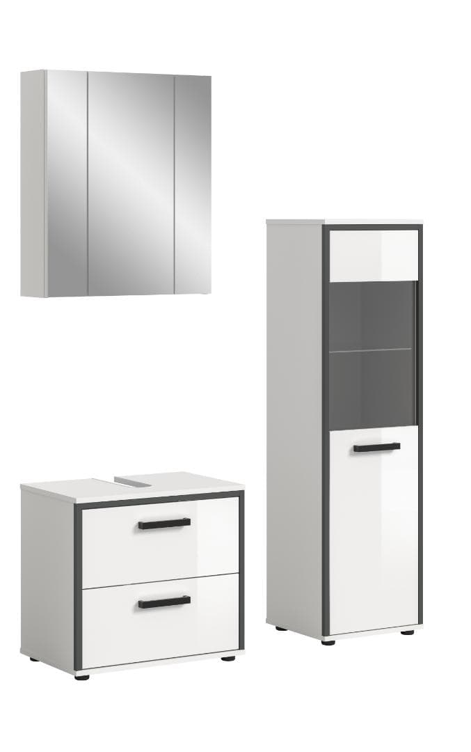 Kojak Badmöbelset 115 cm weiß, weiß Hochglanz.