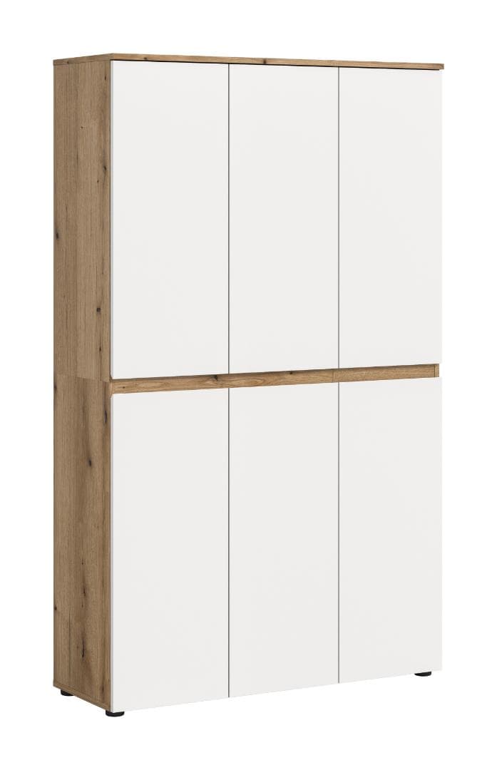 Scarpa Kleiderschrank 6 Türen Eiche Dekor, weiß.