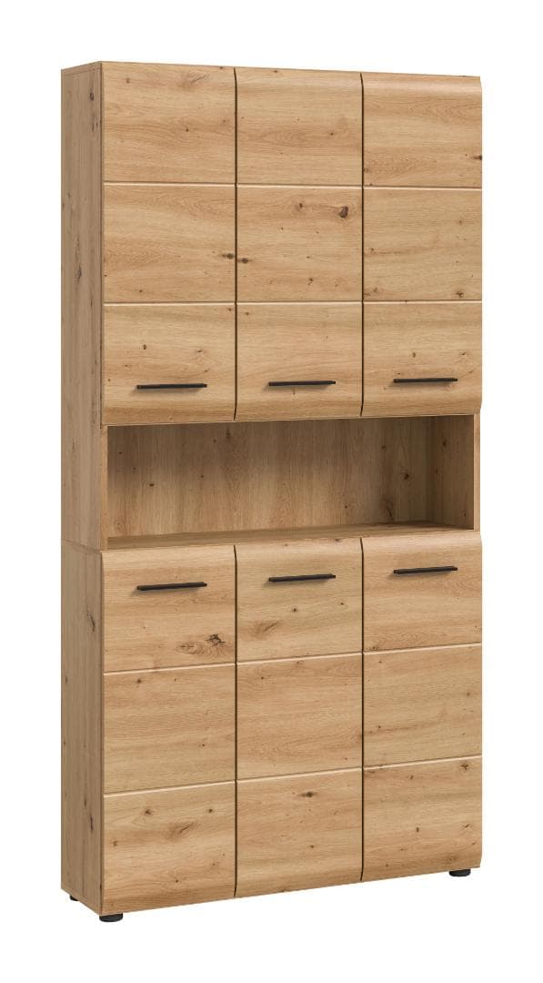 Ice Badschrank 6 Türen, 1 Regal Eiche Dekor.