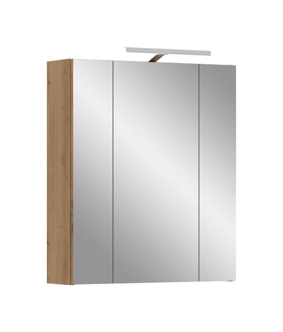 Ice Spiegelschrank Bad Inkl. Beleuchtung 3 Spiegeltüren Eiche Dekor.