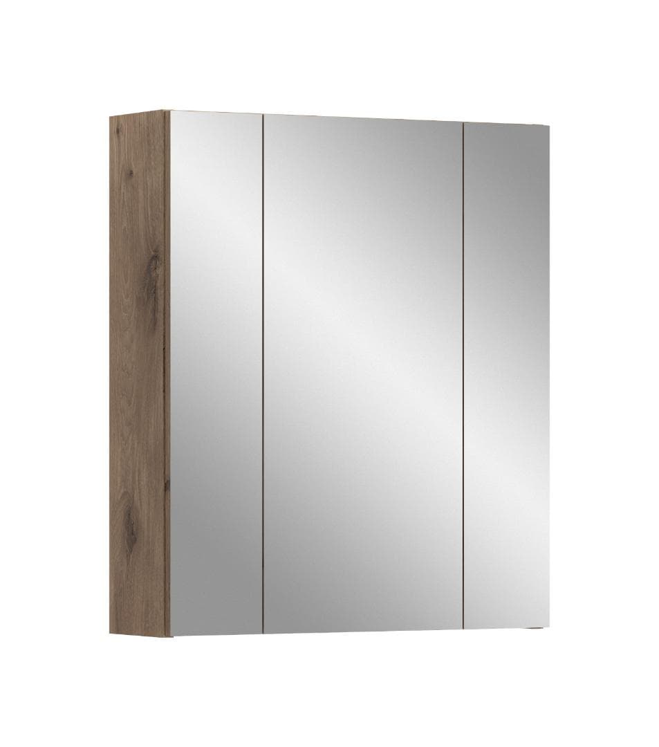 Ice Spiegelschrank Bad Schwarz matt, Eiche Dekor.