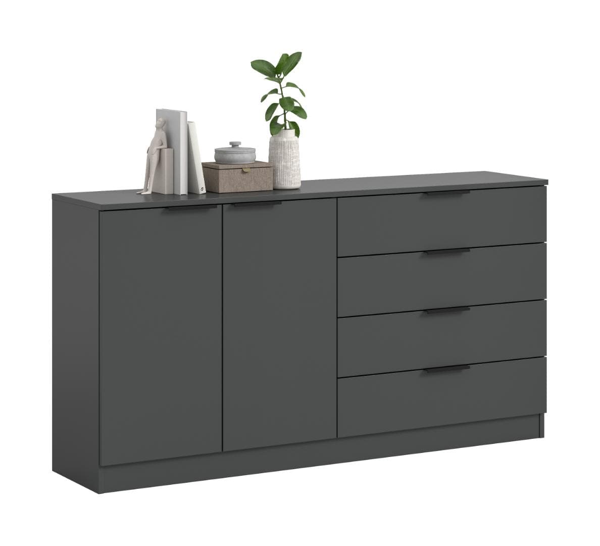 Kopenhagen Sideboard 4 Schubladen, 2 Türen Anthrazit.