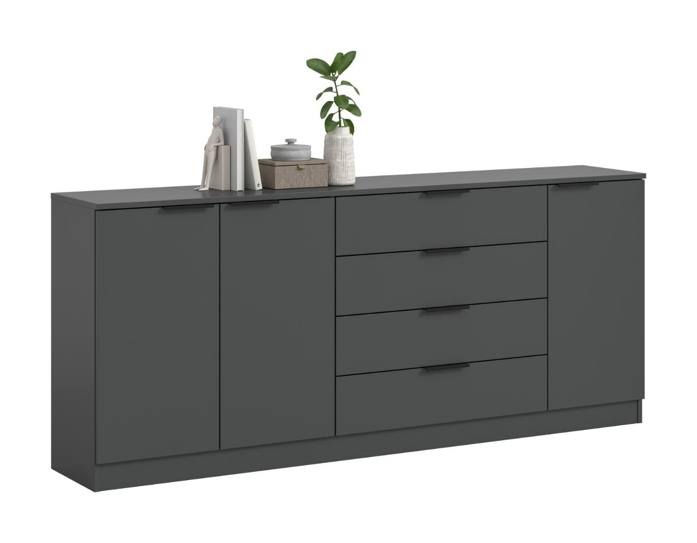 Kopenhagen Sideboard 4 Schubladen, 3 Türen Anthrazit.