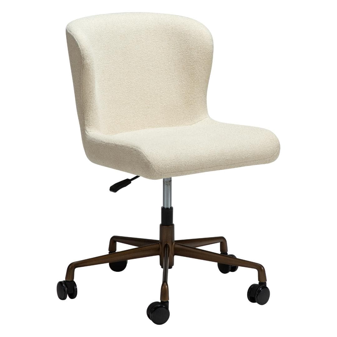 Glam Dan-Form Bürostuhl Bouclé offwhite.