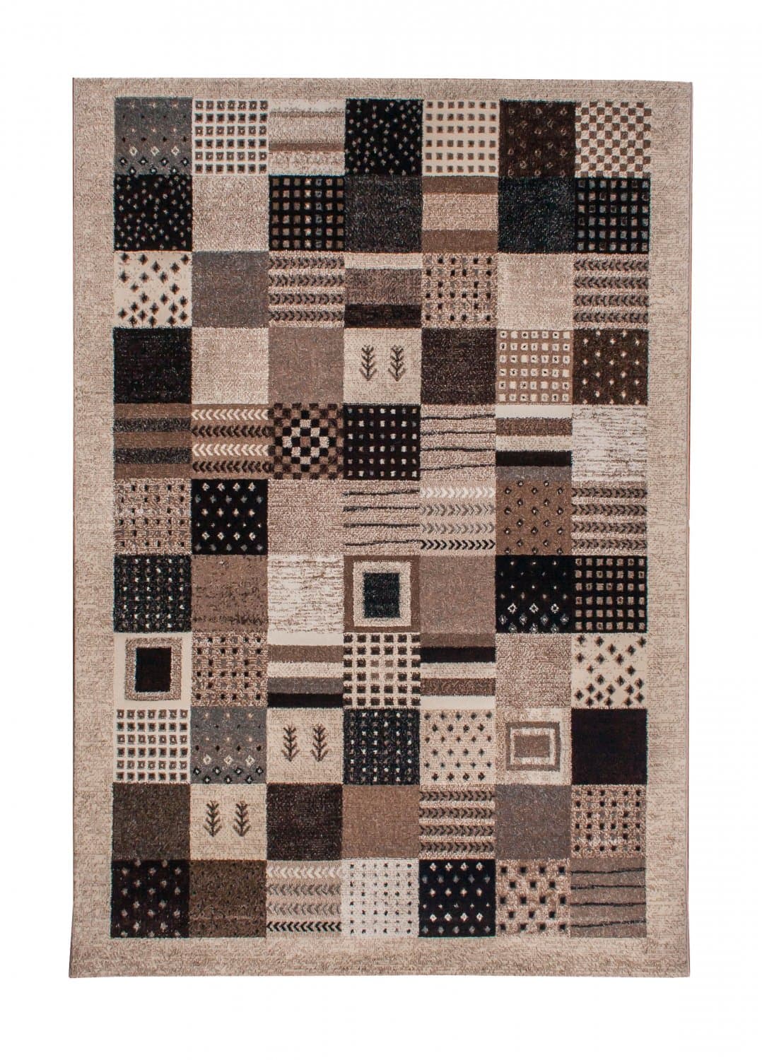 Wilton-Teppich - Ethno Square (braun/grau) (Größe: 200 x 290 cm)