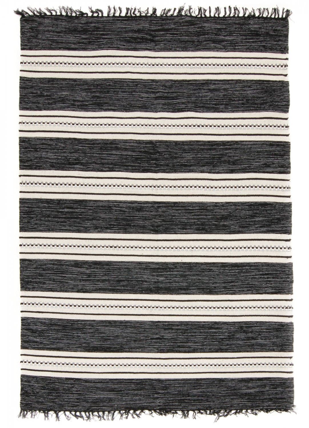 Flickenteppich - Kajsa (schwarz) (Größe: 135 x 190 cm)