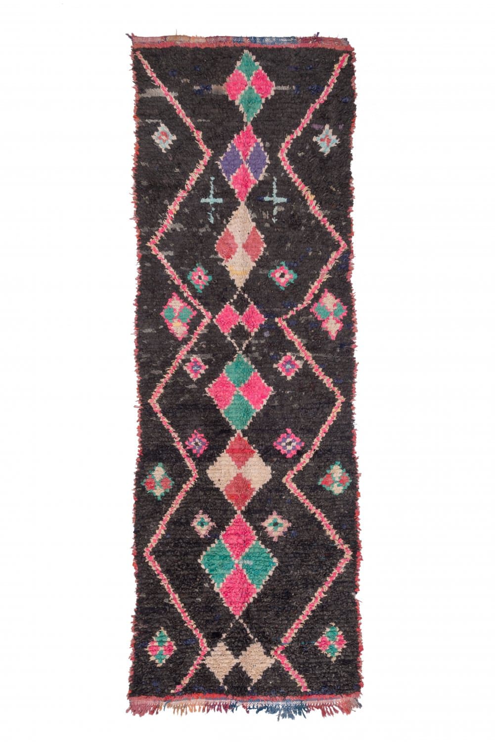 Marokkanische Berber Teppich Boucherouite 405 x 130 cm