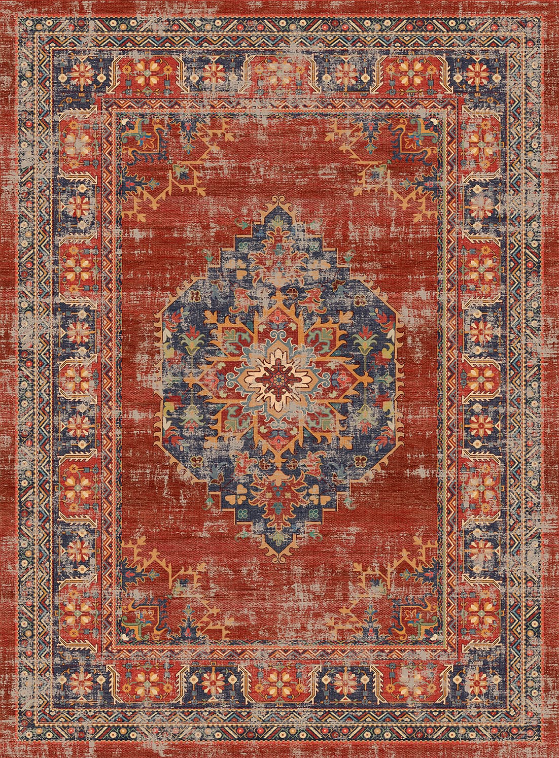 Wilton-Teppich - Soussi (rot/multi) (Größe: 200 x 200 cm (Quadrat))