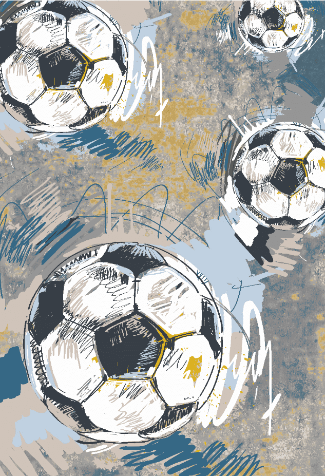 Kinderteppich - Cartoon Footballs (multi) (Größe: 160 x 230 cm)