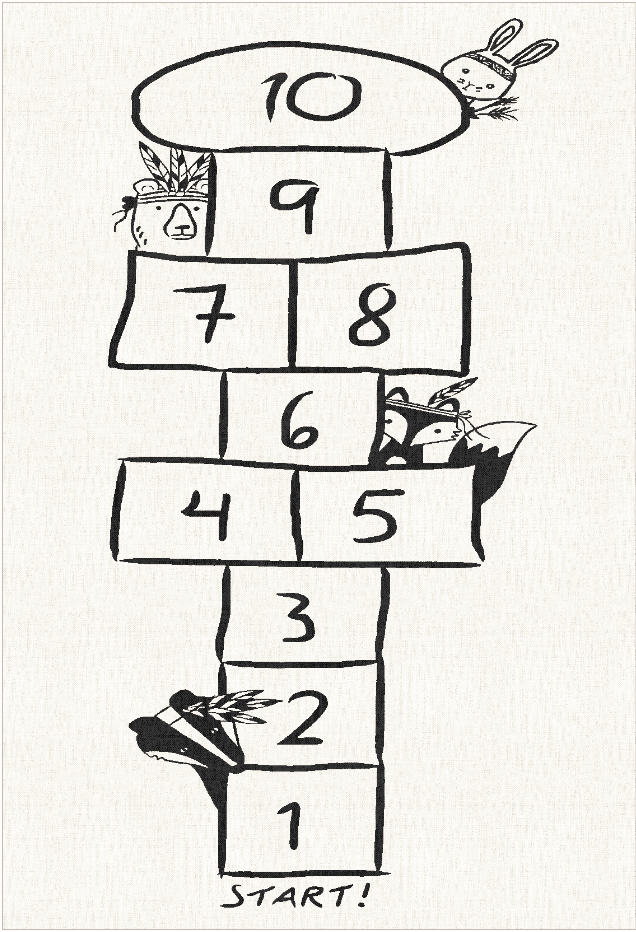 Kinderteppich - Hopscotch Animals (Weiß) (Größe: 120 x 170 cm)
