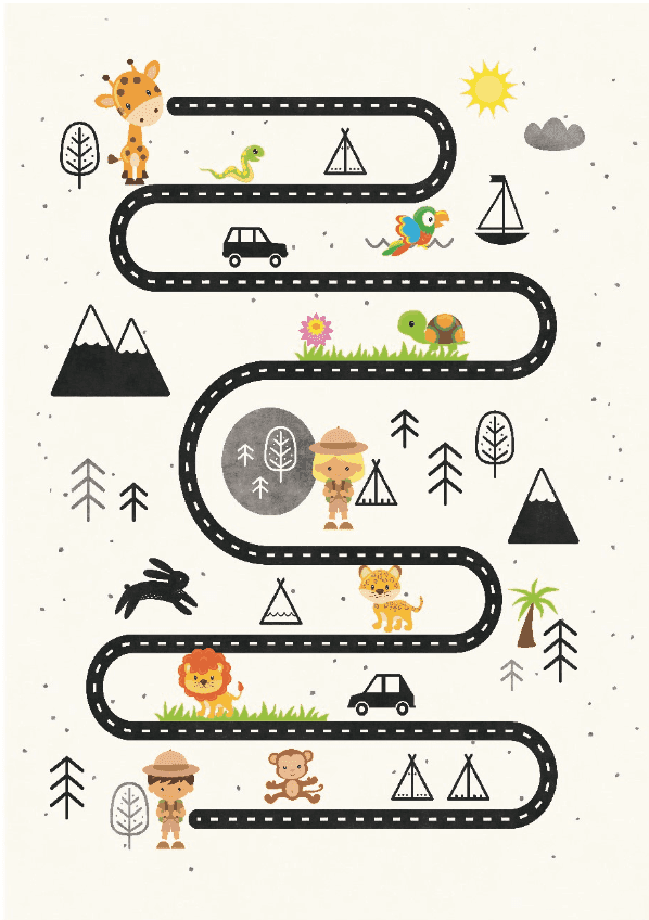 Kinderteppich - Safari road (Größe: 160 x 230 cm)