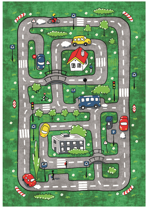 Kinderteppich - Village Road (grün) (Größe: 120 x 170 cm)