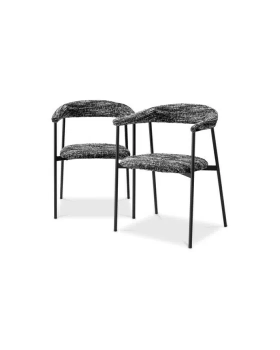 Julio Dining Chair Bouclé Sonata Black 2-set