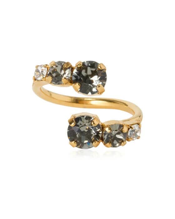 Halo-Ring mit schwarzem Diamantkristall