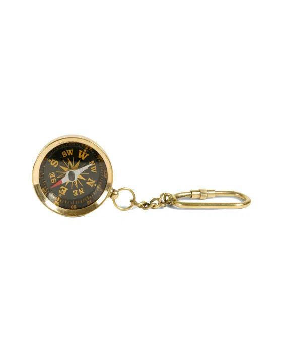 Compass Keychain Brass