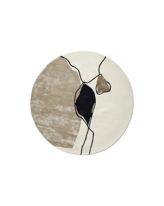 Abstract Rug Round Ivory
