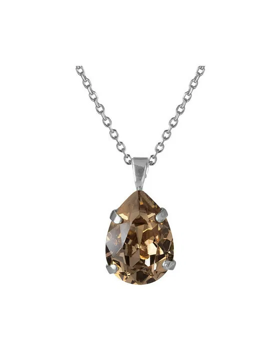 Mini Drop Necklace Greige Rhodium
