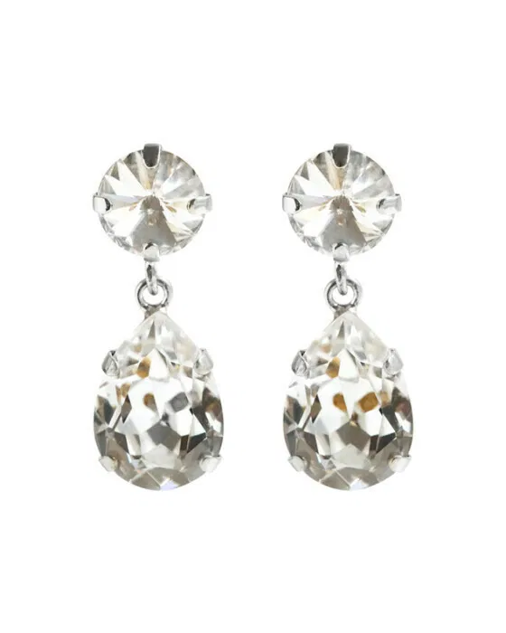Classic Drop Earrings Crystal Rhodium