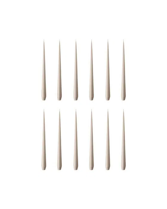 Taper Candles Linen Grey 12-pack