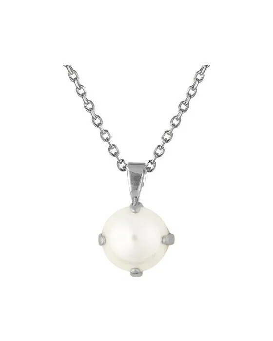Classic Petite Necklace Pearl Rhodium