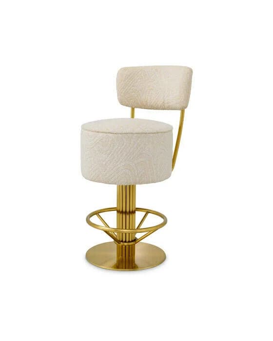 Carleton Barhocker mit Rückenlehne Camari Cream niedrig