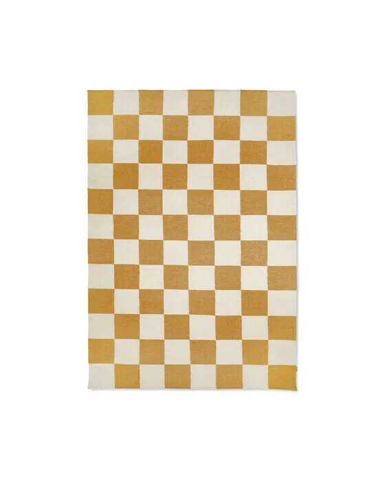 Square teppich weiß/gelb