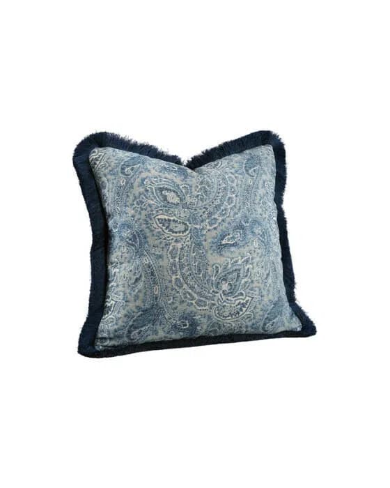 Elton Kissenbezug Fransen Paisley Blue
