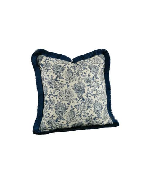 Rosario Kissenbezug Fransen Indigo