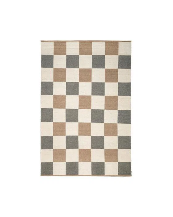 Checked-Teppich grau/natur