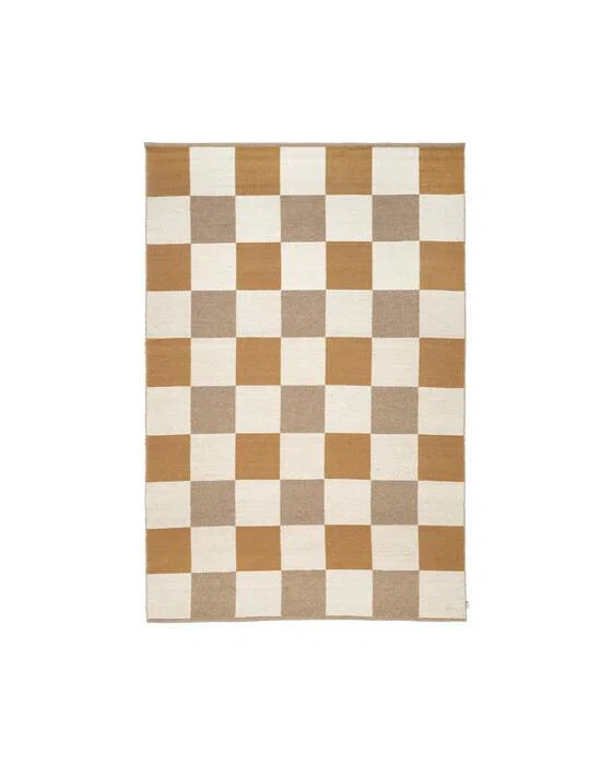 Checked-Teppich Gelb/Natur