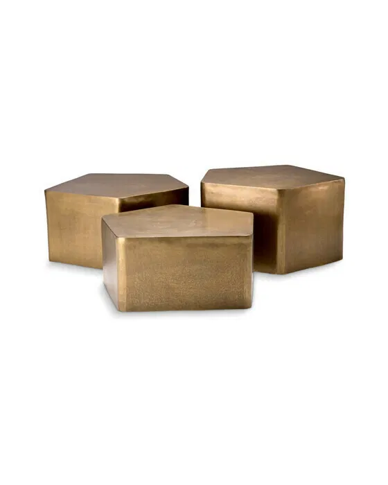 Veenazza Couchtisch antikes Messing 3er-Set