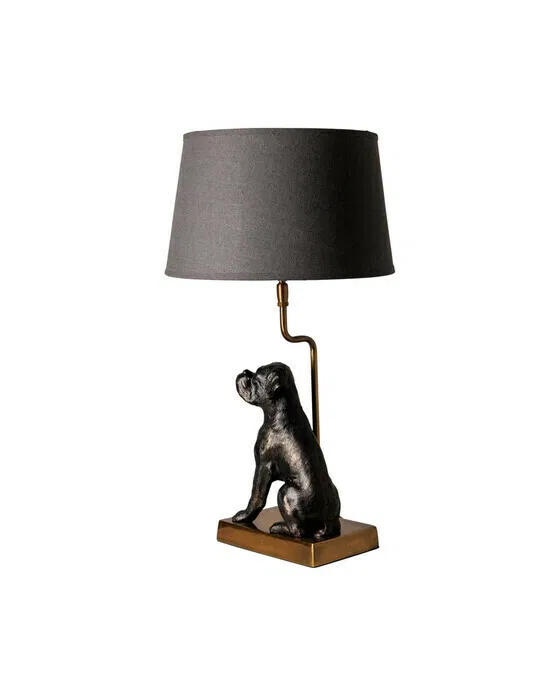 Hund-Tischlampe schwarz/gold