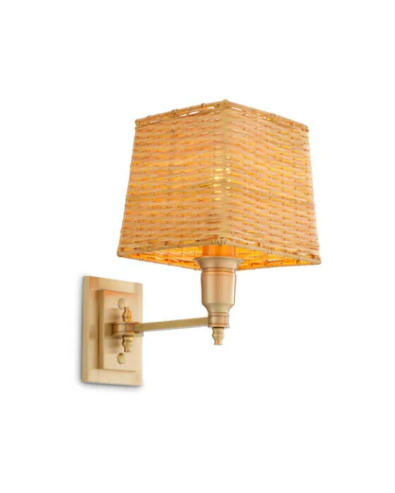 Wall Lamp Lexington Single Brass/Rattan