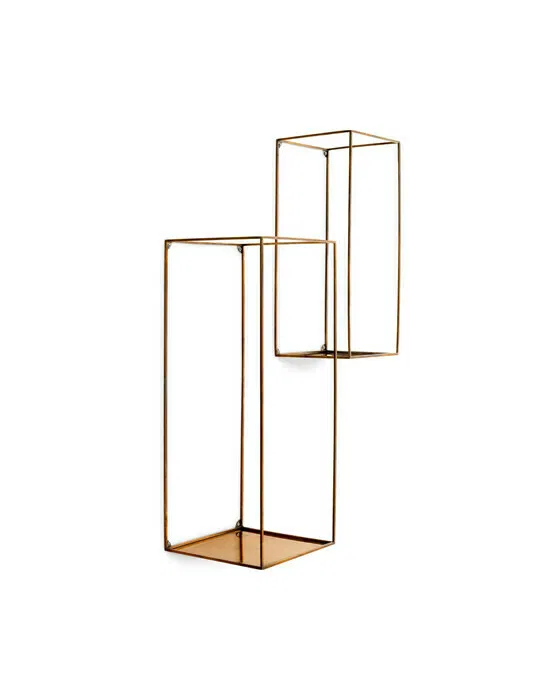Deco Rectangular Wall Rack Vintage Brass Set of 2