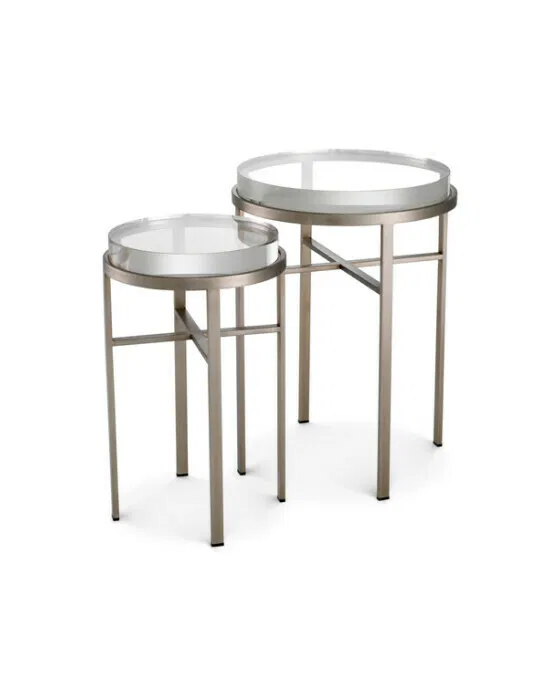 Hoxton Side Table Brushed Steel Set of 2