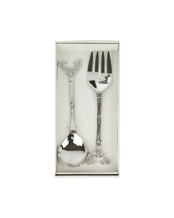 Deer Salad Cutlery Silver Set of 2