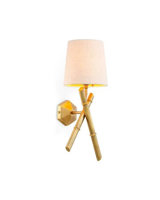 Aveline Wandleuchte antikes Messing/Leinen