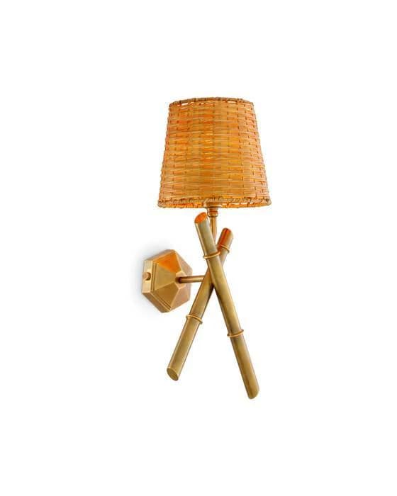 Aveline Wandleuchte antik Messing/Rattan